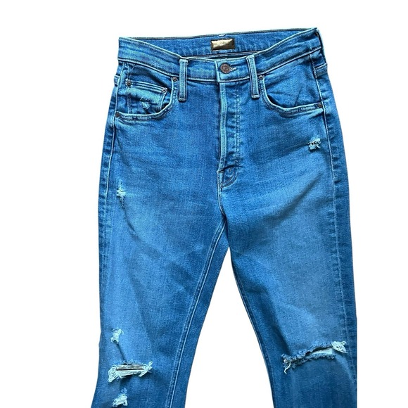 MOTHER The Tripper Ankle Fray Jeans Women Size 24 Blue Denim High Rise Flare - Picture 2 of 8